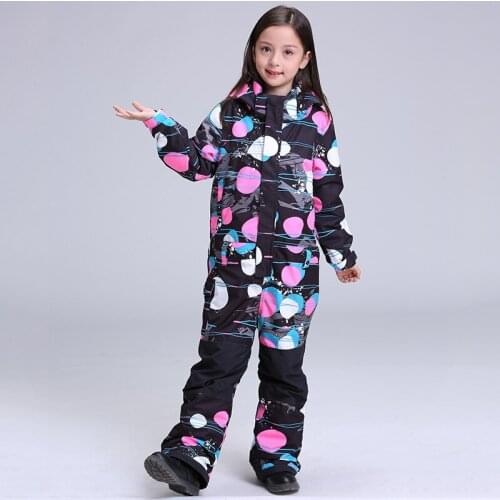 GSOU SNOW Winter Childrens Ski Wear Girls Thickening Warmth Waterproof Breathable Conjoined Ski Trouser Suit Size XS-L