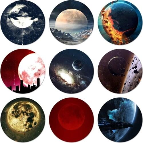 58mm Space Love Moon Icons Pins Badge Decoration Brooches Metal Badges For Backpack Decoration