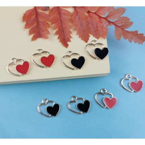 10pcs 16*17mm Romantic Enamel Love Heart Charms for Necklaces Pendants Earrings DIY Colorful Mini Charms Jewelry Finding Making