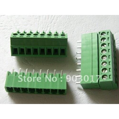 100 pcs Pitch 3.81mm 8pin/way Screw Terminal Block Connector Green Color Pluggable Type with pin