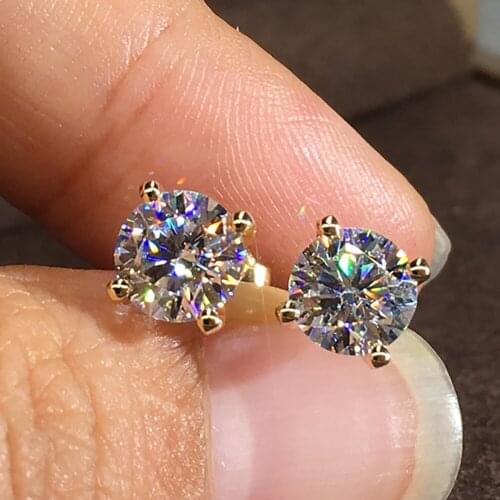 10K Au417 White Gold Women Stud Earrings Moissanite Diamonds Round Elegant Wedding Party Engagement Anniversary Trendy Romantic