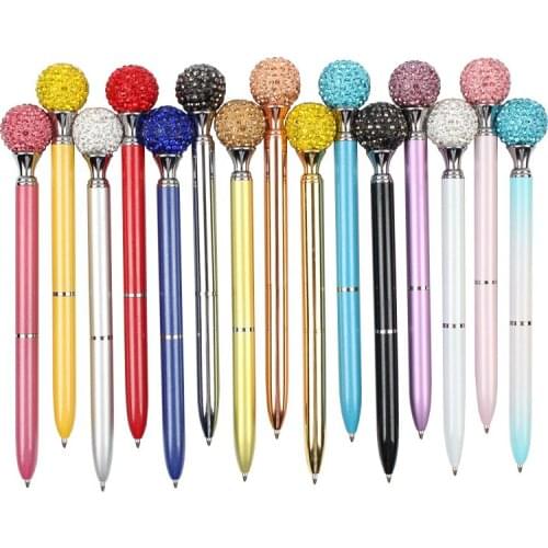 15PCS/LOT Kawaii Crystal Round Ballpoint Pen Colorful 15 Colors Black/Blue Refill Creative Novel Student Gift&Office Stationery