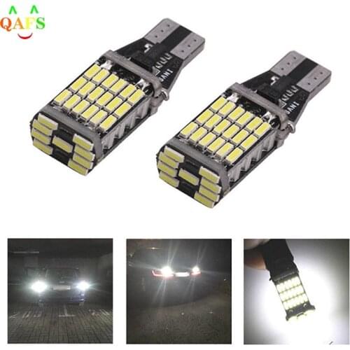 2Pcs T15 W16W 45 SMD 4014 Error Free LED Car Reverse Back 6000K White Light Bulbs