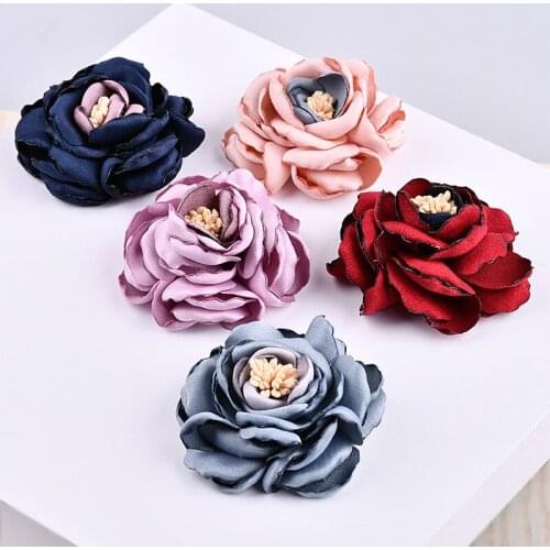 20PCs/Lot 60MM Chiffon Fabric Flowers Girls Hair Jewelry Headband Decoration Floral Button Patch Stickers Ornament Accessories