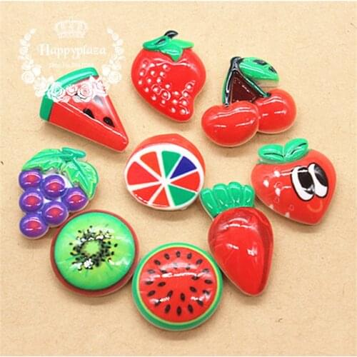 20pcs Mix Patterns Kawaii Simulation Fruit Resin Flatback Cabochon Food Art Supply Decoration Charm Craft DIY