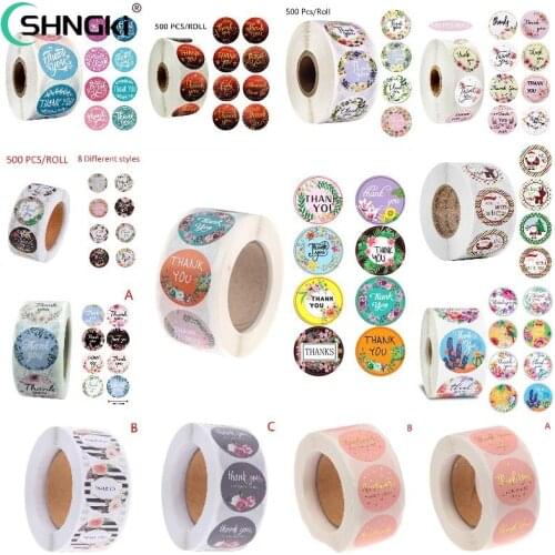 24/500pcs Round Labels Kraft Paper Sticker Dragees Candy Bag Flower Gift Box Packaging Bag Wedding Cookie Cake Thank You Sticker