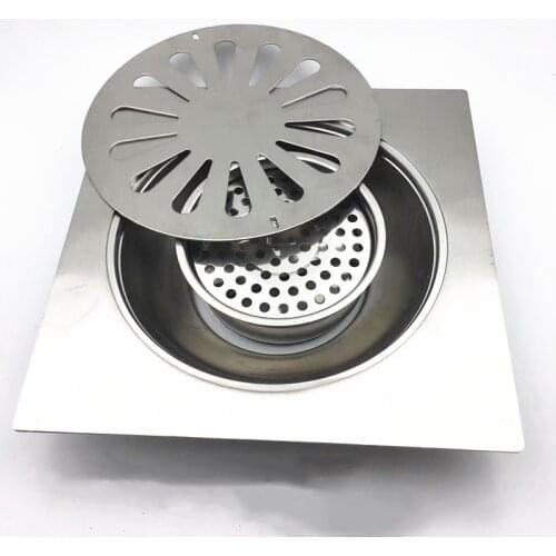 304 Stainless Steel Bathroom Shower Foor 20cm*20cm Square Shower Large Floor Drains Shower Drain Cover