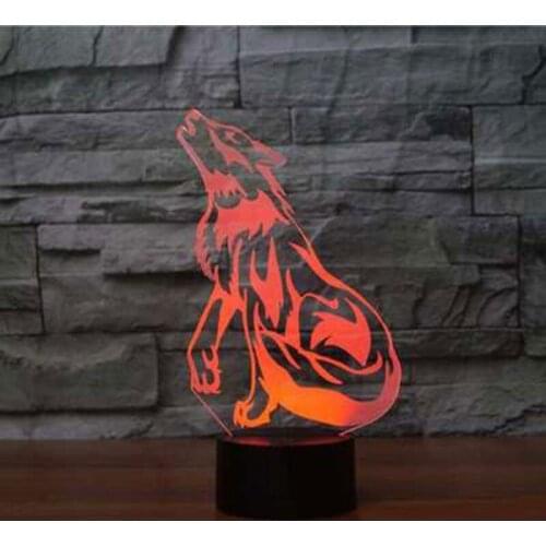 Lying wolf theme 3D Lamp LED night light 7 Color Change Touch Mood Lamp Christmas present Dropshippping
