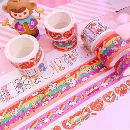 4pcs/set Cute Animals Unicorn Rabbit Masking Washi Tape Album Scrapbooking Decor Stick Label