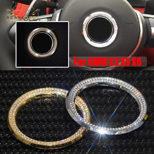 Reamocea Car Styling 1pc Steering Wheel Center Ring Cover Trim with Rhinestones For BMW X3 X5 X6 F15 F10 F30 E91 E46 E39 E90