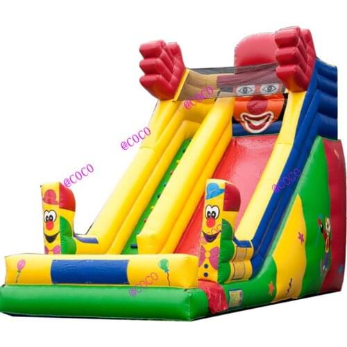 Free air ship to door, giant inflatable slide Inflatable Clown Slides For Kids,commercial jumping slide toy for sale