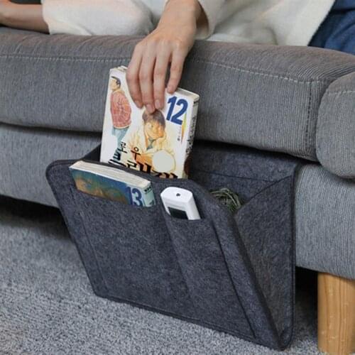 Felt Bedside Storage Bag Organizer Bed Desk Bag Sofa TV Remote Control Hanging Caddy Couch Storage Organizer Bed Holder Pockets