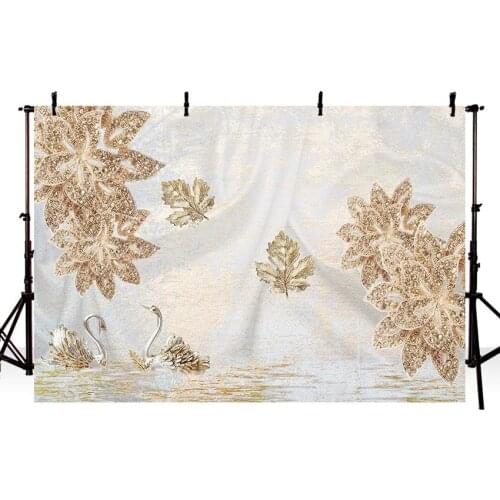 Avezano Photography Backdrops Fall Autumn Swan Lake Water Golden Maple Flowers Background Photo Studio Photocall Photozone Decor