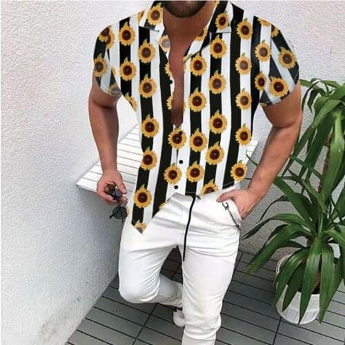 2021 Fashion Men Short Sleeve Hawaiian Fast Drying Shirt Summer Casual Floral Beach Shirts For Cardigan Short Sleeve Shirt