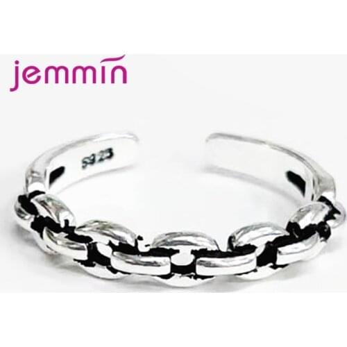 Geometric Antique Chain Open Ring 925 Sterling Silver Adjustable Size Rings For Women Fingers New Trendy Vintage Jewelry Gift