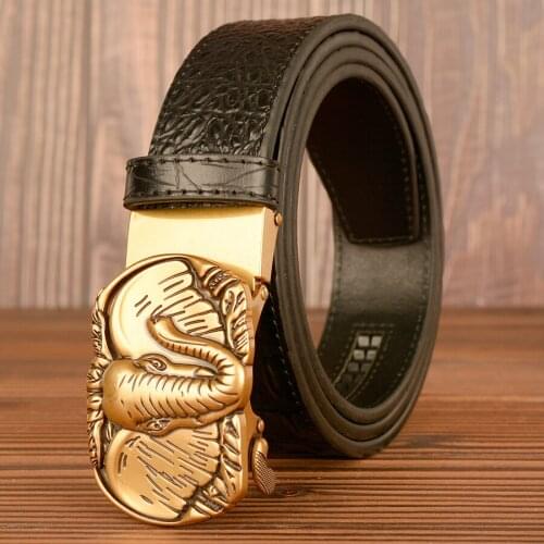 Real leather crocodile pattern mens belt designers luxury genuine leather elephant automatic buckle male strap high quality