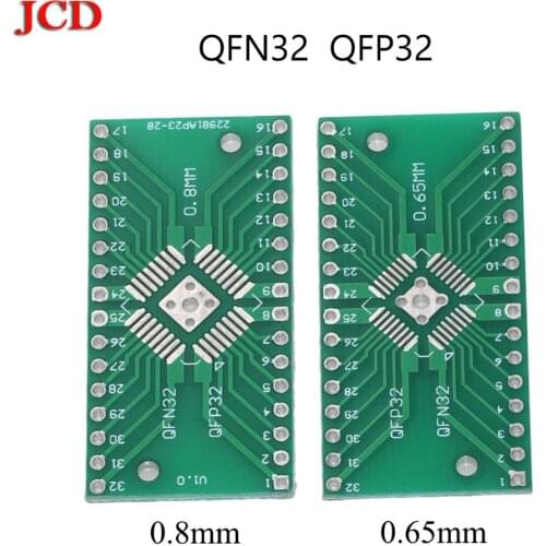 JCD New Arrival FOR QFN32 QFP32 Converter DIP Adapter PCB 0.8/0.65mm Pitch Universal Board HTQFP QFN32 to DIP32 QFN32