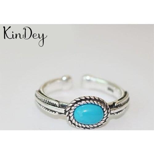 2021 New Charm Boho Blue Rings For Women Lover Wedding Bridal Valentines Gifts Men Open Retro Antique Rings