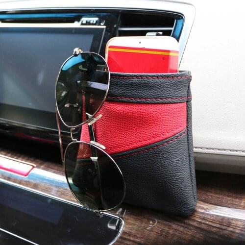 Leather Universal Car Phone Holder for Phone In Car Air Vent Mount Stand Support Storage Bag
