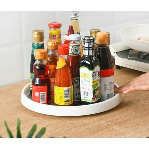 Round Rotatable Kitchen Storage Box Desktop Cabinet Spice Bottle Spices Rack Artifact Rotating Storage Turntable Tray WY804