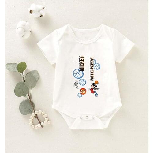 Summer Disney Cartoons Print Crawl Baby Boy Girl Romper Cotton Streetwear Newborn Tees Casual Bodysuits Kawaii Harajuku Cozy