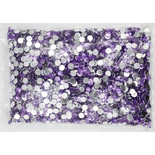 Lt.Amethyst Color 1.5~12mm Flat Back Round Acrylic Rhinestones Beads,3D Acrylic Nail Art / Garment Decoration