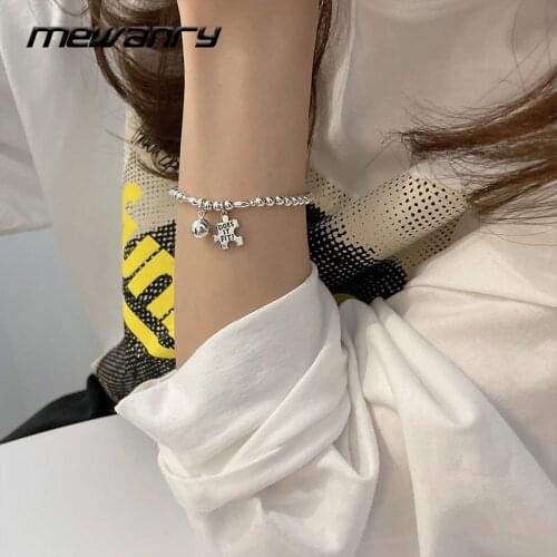 MEWANRY 925 Sterling Silver Bracelets for Women New Trendy Elegant Creative Glossy Pendant String of Beads Design Party Jewelry