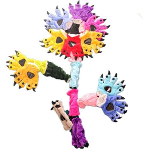 Cartoon Animals Claw Gloves Women Men Soft Cute Plush Paw Gloves for Dinosaur Luna Cat panda Bear cat Unicorn Stitch tiger bear