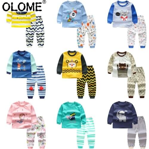 OLOME Fall Infant Clothing Sets Cotton Kids Sweatshirt+Pants Cartoon Toddler Long Pants 2PCS Children Suit Clothes Baby Clothing