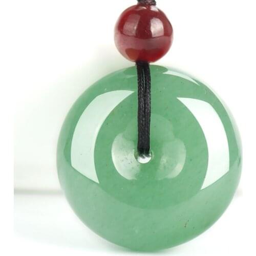 Natural Green DONGLING Stone Pendant Necklace Round Peace Buckle Pendant Romantic Gift for Men Women Jades Jewelry Free Rope