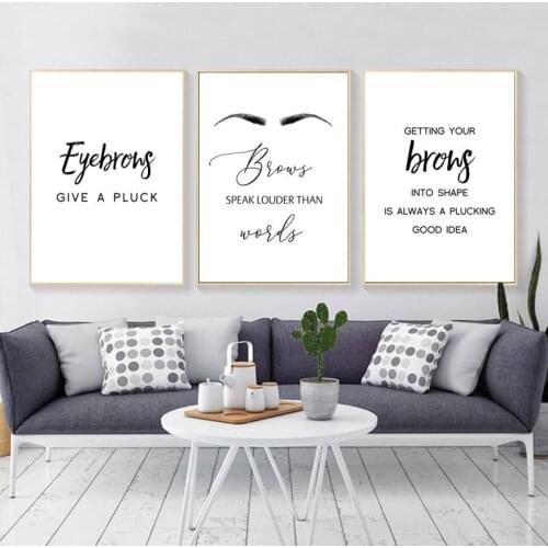 Fashion MakeUp Posters and Prints Eyebrows Quote Wall Art Print Black White English Picture Bedroom Decoration Home Decor