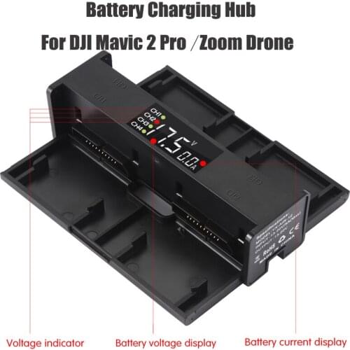 Portable 4 in 1 Battery Charging Hub For DJI Mavic 2 Pro Zoom Drone Intelligent Charger Band LED Digit Display Accessories