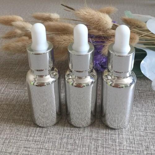20ml empty glass silver plated essentical oil dropper bottle,dropper container, refillable cosmetics travel bottles wholesale