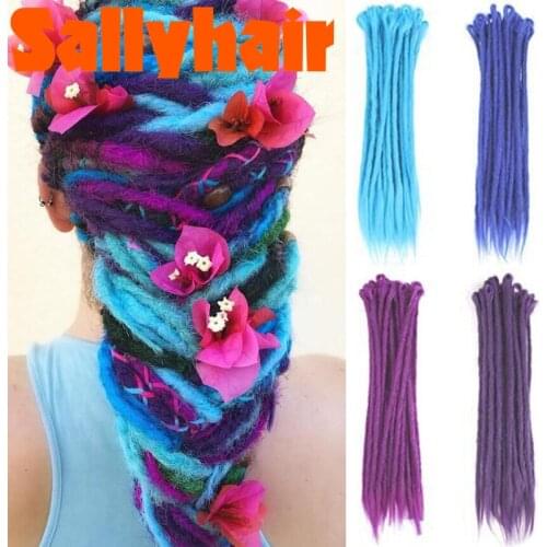 Sallyhair 5 pieces ombre hand made dreadlocks hair extensions synthetic hip-hop style crochet braids hair pink color