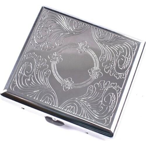 Slim Silver Stainless Steel Metal Cigarette Tobacco Case Box Holder Storage