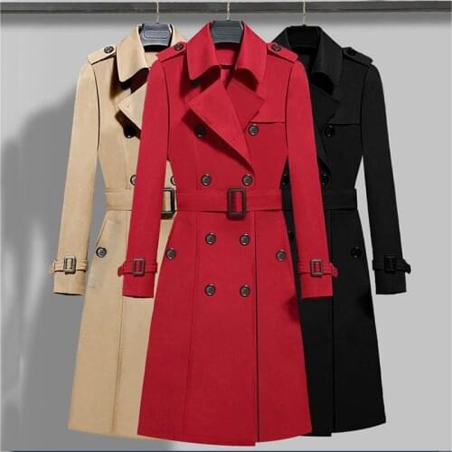 Vintage Female Overcoat Coats Womens Windbreakers Autumn Double breasted Trench Coat For Women Sashes Cape Manteau Femme Cloak