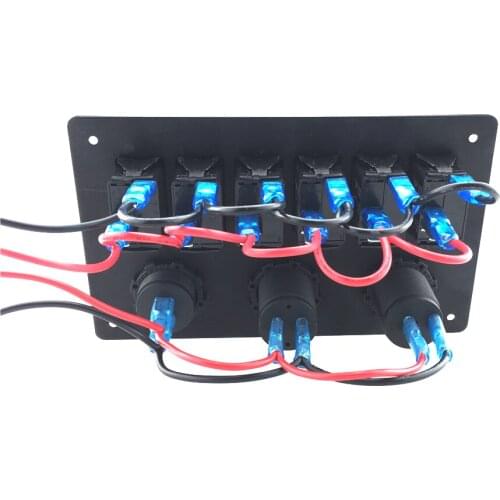 Water Resistant Car Marine 6 Gang Dual USB Circuit LED Rocker Panel Switch Pack of 1