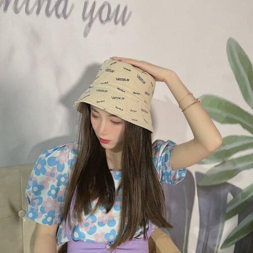 Womens Hats Fashionable Spring/Summer Sunshade Letter Print Fisherman Hat White Khaki Orange Hat