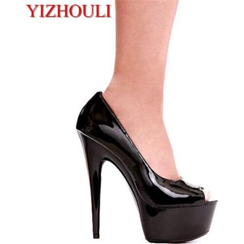 Platform Peep Toe Pumps for Women Party 6 inch High heels Shoes 15cm purple with black sexy Exotic Dancer shoes