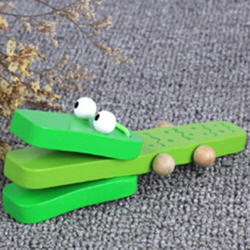 1PC Cartoon Castanets Kids Baby Wooden Castanet Clapper Handle Musical Instrument Toy Preschool Early Educational Toys