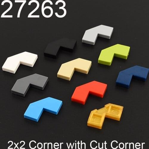 10PCS 27263 Tile Special 2 x 2 Corner with Cut Corner Building block accessories parts MOC DIY Education Build Toys Brick