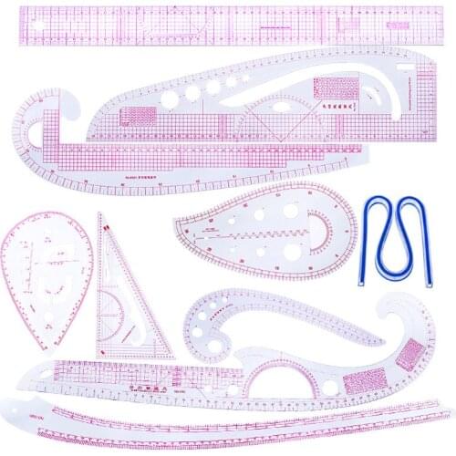 10Pcs/set Practical Sewing French Curve Cutting Ruler Measure Dressmaking Tailor Drawing Craft Tool Set-S001