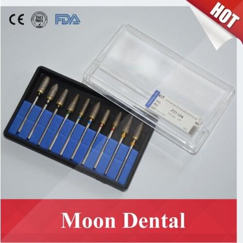 Popular 10 Pieces/Kit Dental Low Speed HP Trimming Sintered Diamond Burs Kits for Grinding Metal/Jewellery/Stone in Laboratory