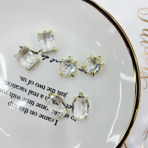 10pcs Transparent Clear Crystal Stone Metal Charms Earring Bracelet DIY Jewelry Making