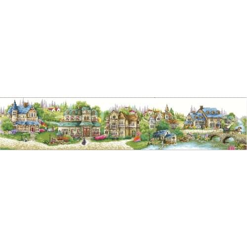 14/16/18/27/28 Top Quality popular counted cross stitch kit a green village country countryside city town house home dome