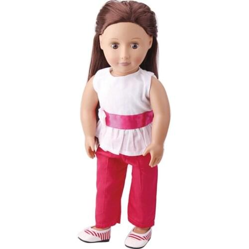 18 Inch American Doll Girls Clothes White Suit + Red Pants Newborn Dress Baby Toys Accessories Fit 40-43 Cm Boy Dolls Gift c208