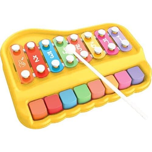2021 2 in 1 Baby Piano Xylophone with 8 Multicolored Keyboard Preschool Educational Musical Learning Instrument Toys Gift for