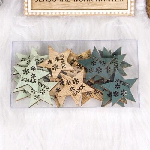 24PCS NEW Year 2020 Angel Wooden Pendants Kid Gift Hanging Drop Ornaments Star Xmas Tree DIY Christmas Decoration for Home