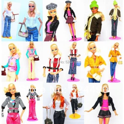 5 Sets Outfit Unique Design Handmade Doll Dresses Clothing Suit Coat Pants Accessories For Kurhn Barbie Doll Children Kids Gift