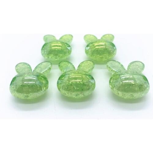 5pcs 24x20mm pcs Acrylic Beads Rabbit Head Loose Beads for Diy Jewelry Making Bracelets Necklace Accessories#Green